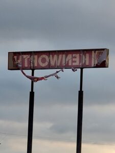 Repaired storm damaged pylon sign.  New flex faces, converted to LED, and painted cabinet and poles.